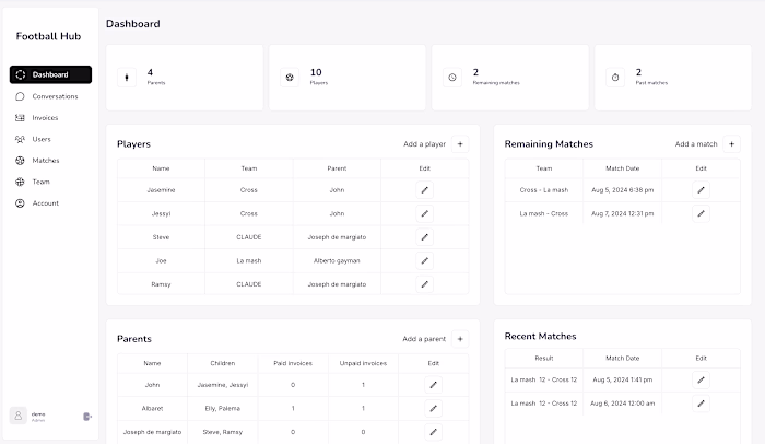Football Club Management Platform Development