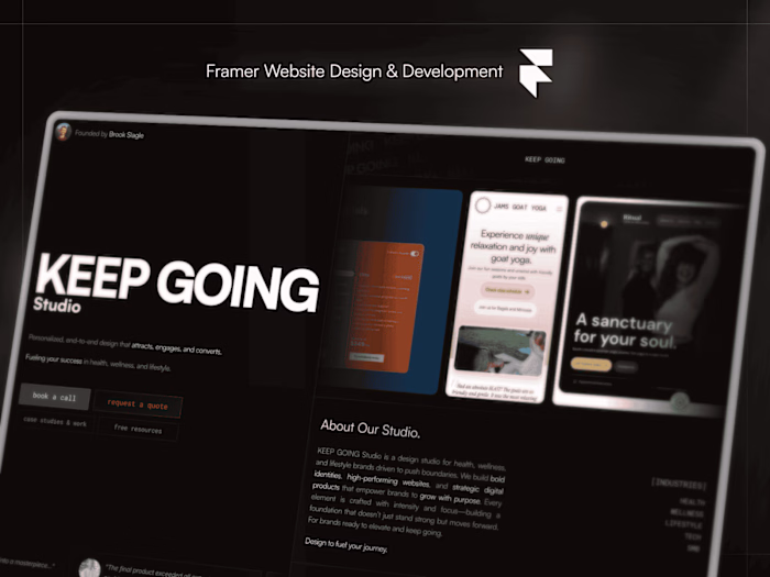 KEEP GOING Studio Framer Website and Branding