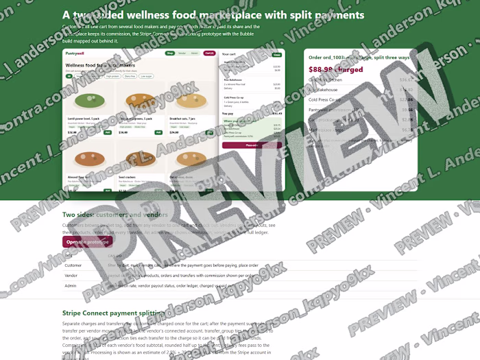 Two-sided wellness food marketplace prototype