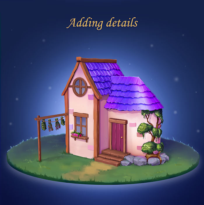 Game asset house 3D model + 2D render