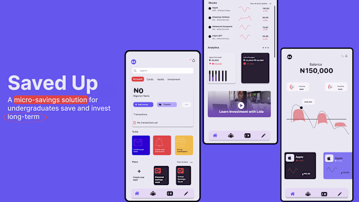 Saved Up - Fintech App to help students save for the future