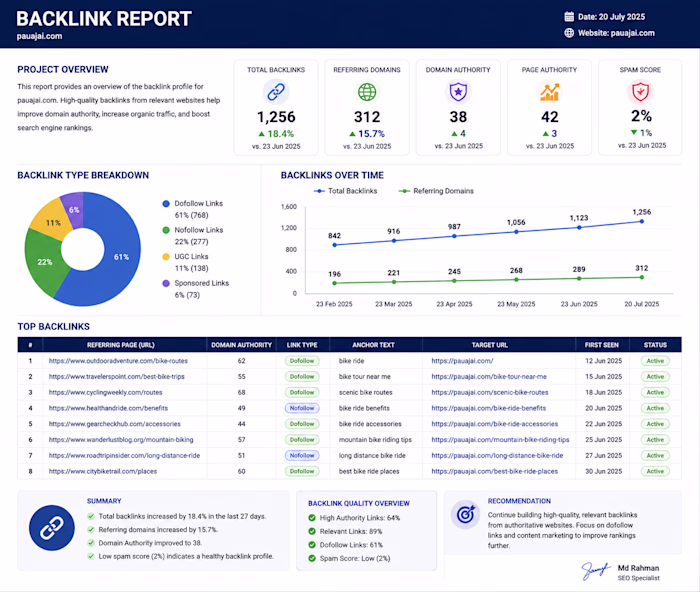 Project Title:
Backlink Audit & High-Quality