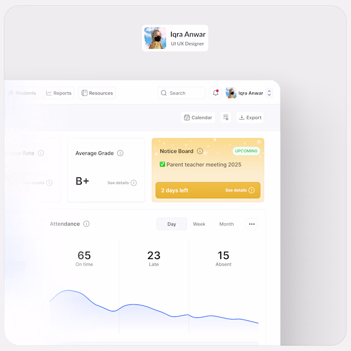 Student Progress Dashboard UI Design