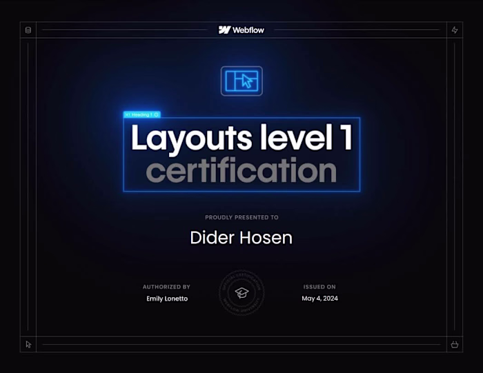 Just earned my Webflow Layouts