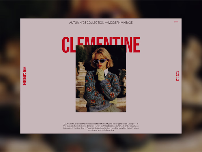 "Clementine" Hero section design