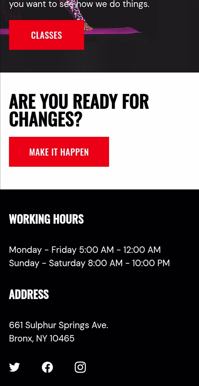 Website template of a gym.