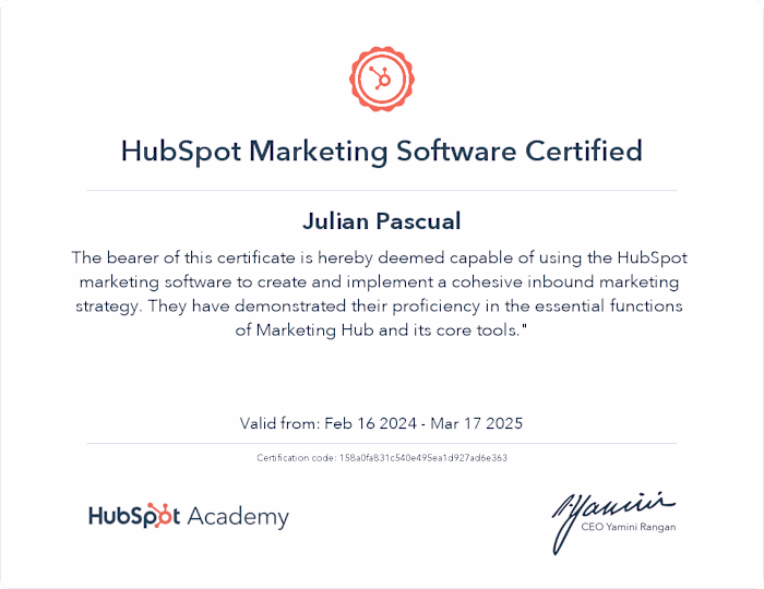 HubSpot Software Certified