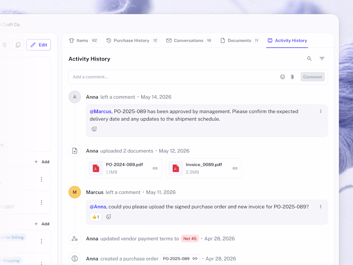 The Activity History tab for
