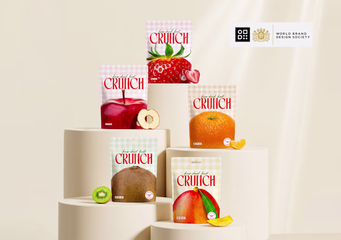Crunch Bold Freeze-Dried Fruit Snack Brand Design