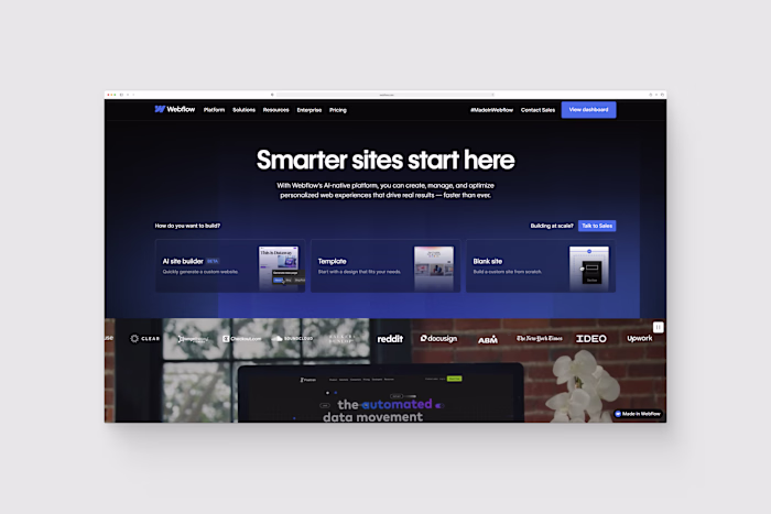 Webflow's late 2025 site redesign