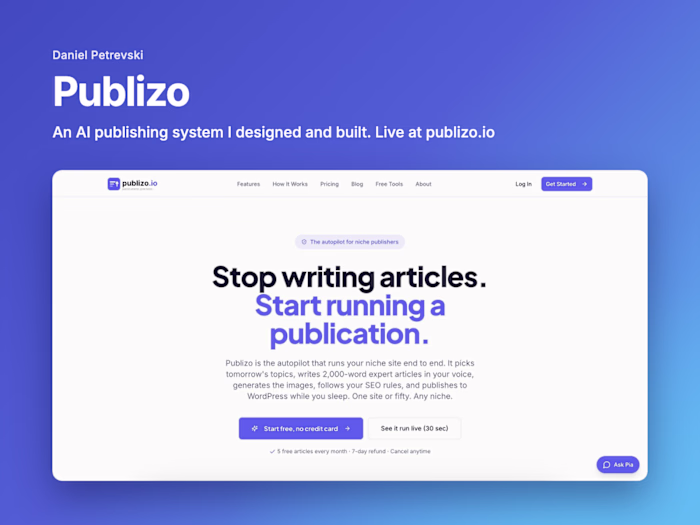 Publizo: AI publishing SaaS I designed and built