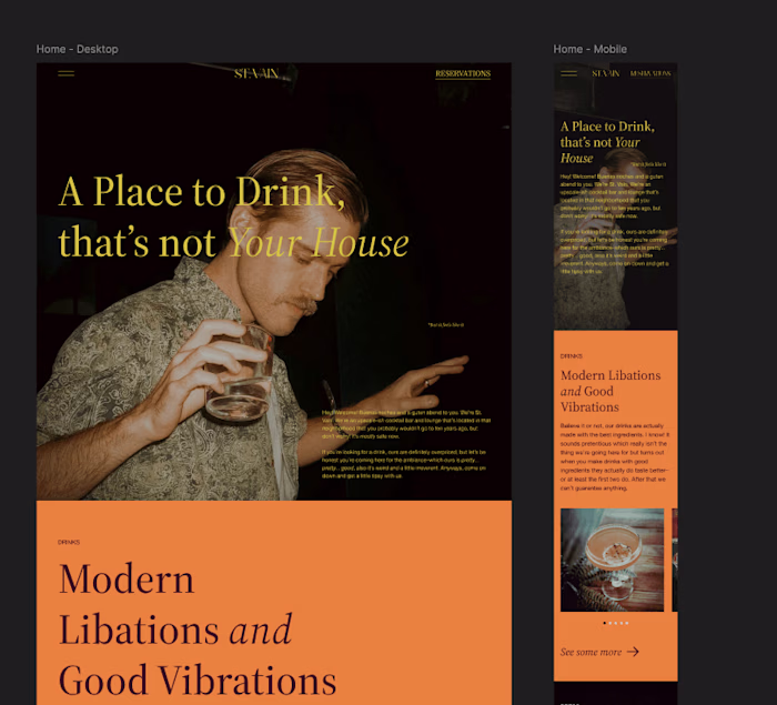 Standout Webflow Website for an Upscale Cocktail Bar & Lounge