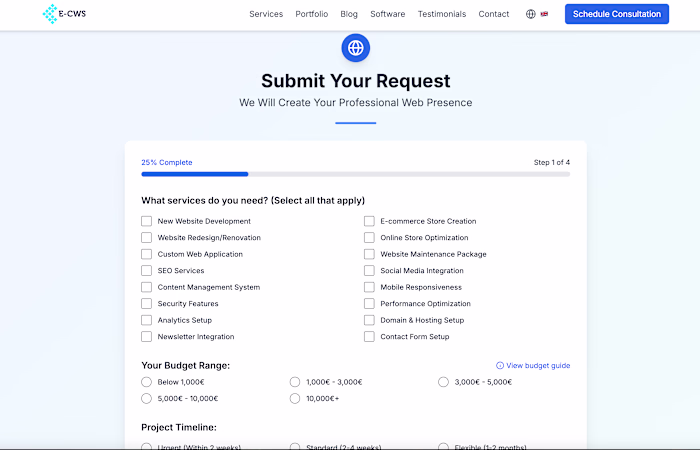 New Web Project Cost Calculator for my company's website A c...