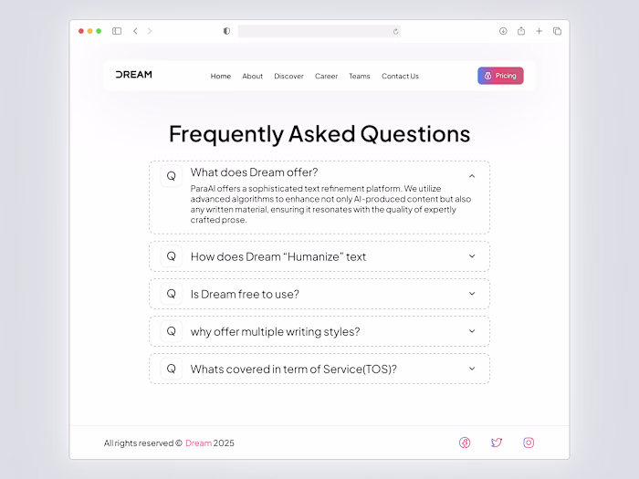 FAQs UI Design for Web and App