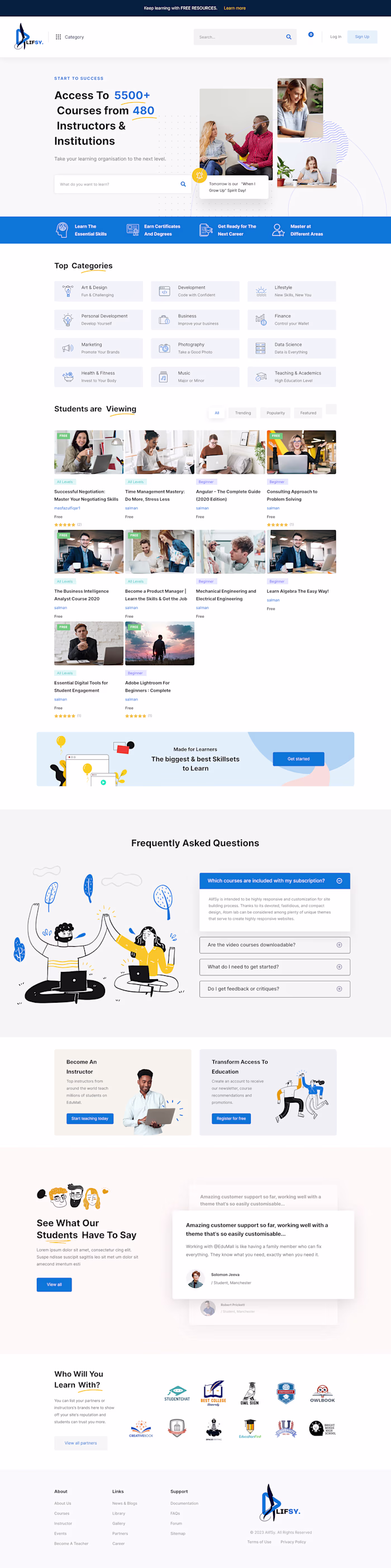 E-Learning UI Design "ALIFSY"