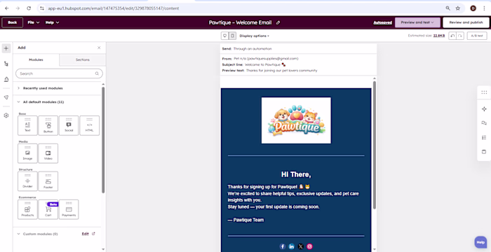 Pawtique needed a simple system to capture leads and send fo...