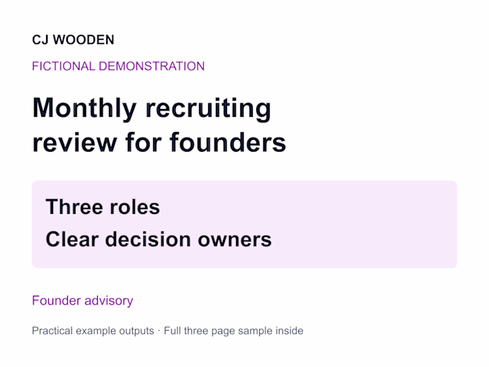 A founder monthly recruiting review Demo