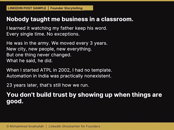 LinkedIn Founder Storytelling Post -