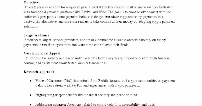Squeeze Page Copy for Crypto Payment Alternative