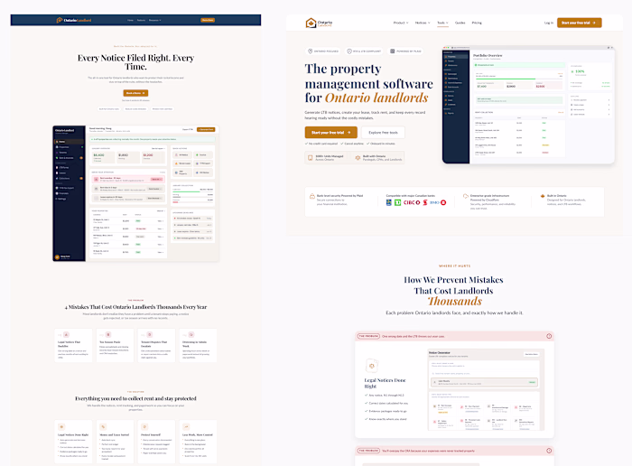 OntarioLandlord | SaaS Homepage UX/UI