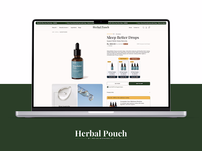 Premium Herbal Pouch UI Design to Boost eCommerce Sales