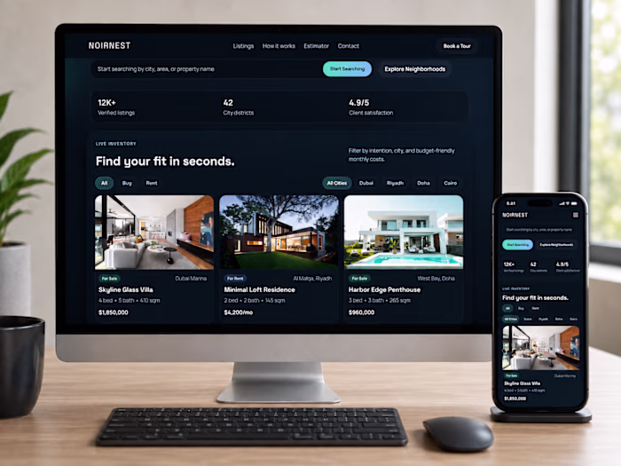 Real estate website for Noirnest