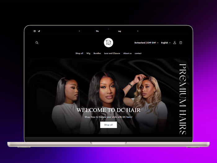 Luxury Hair Shopify website for Dc hair