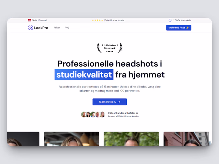 LookPro - AI Headshots SaaS (UX/UI + Frontend + Backend) 🚀
