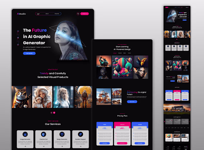 Create Unique Designs with Ai Studio Tools-Landing page design