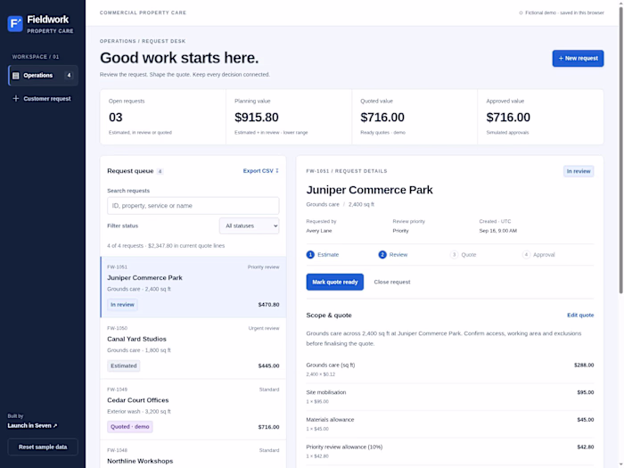 Fieldwork — Request-to-Quote App | Working Demo