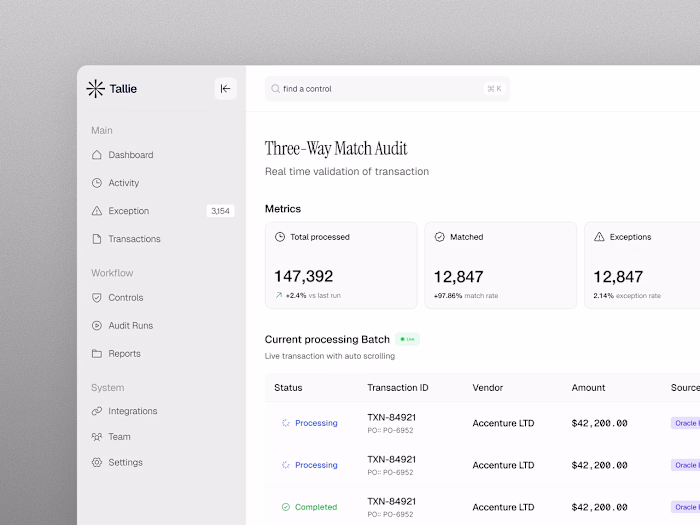 Tallie: automated three way matching for finance teams