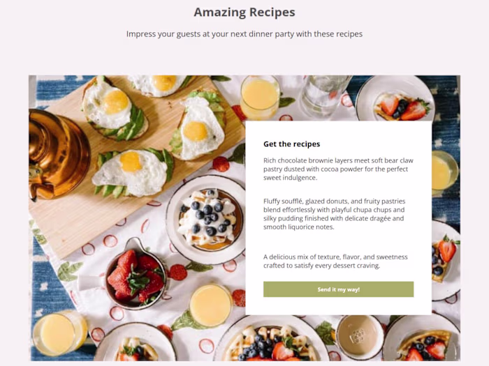 Modern Recipe Showcase Kit Landing Page Design