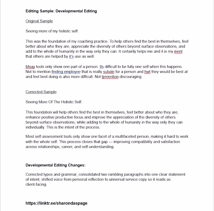 "Developmental Edit — Reframing a
