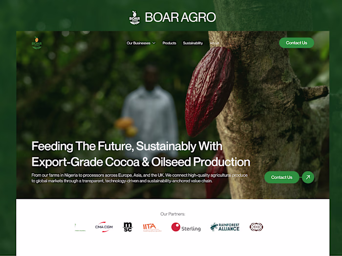 Front-End Development for BOAR Agro Corporate Website