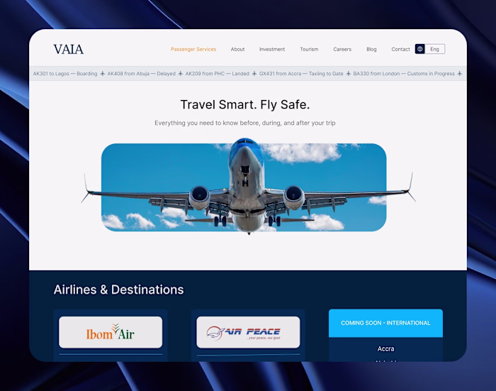 Airport Website for easy flight