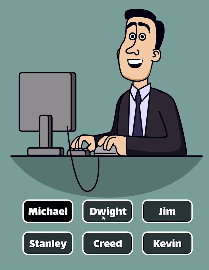 Interactive animation of the Office made with Rive