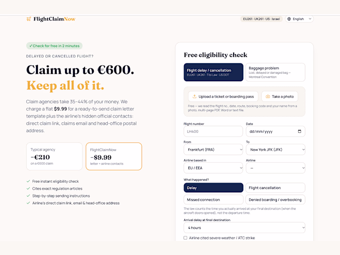 FlightClaimNow — Flight Compensation Web