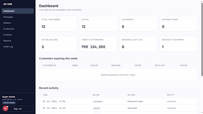 Built a full-stack ISP Management