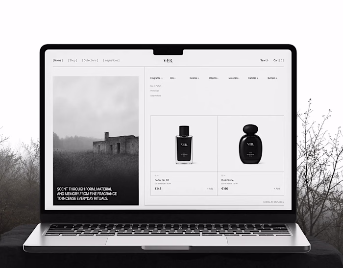 VAER: Minimal E-commerce Website Design for a Perfume Brand