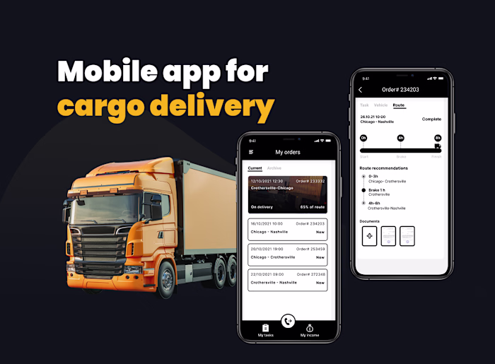 Mobile app for cargo delivery