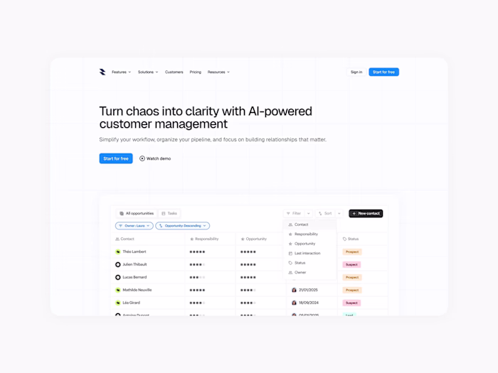 CRM hero section