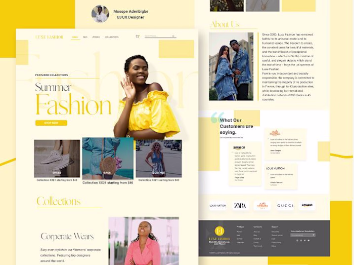 Responsive UI/UX Design for Luxe Fashion E-commerce Landing Page