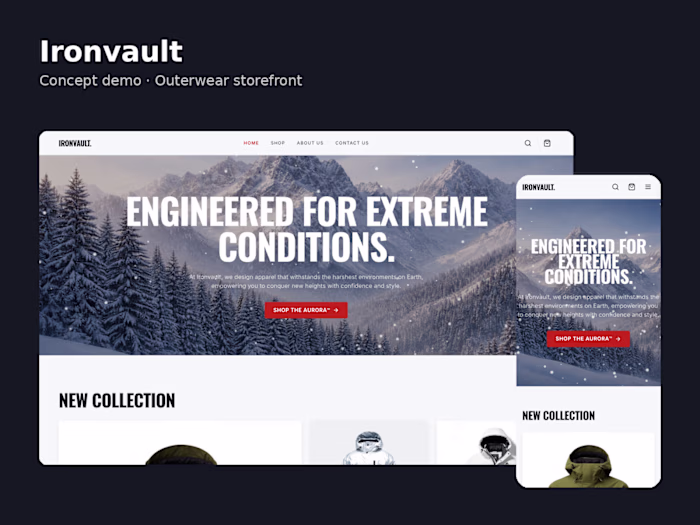 Ironvault: a technical outerwear storefront (concept demo)