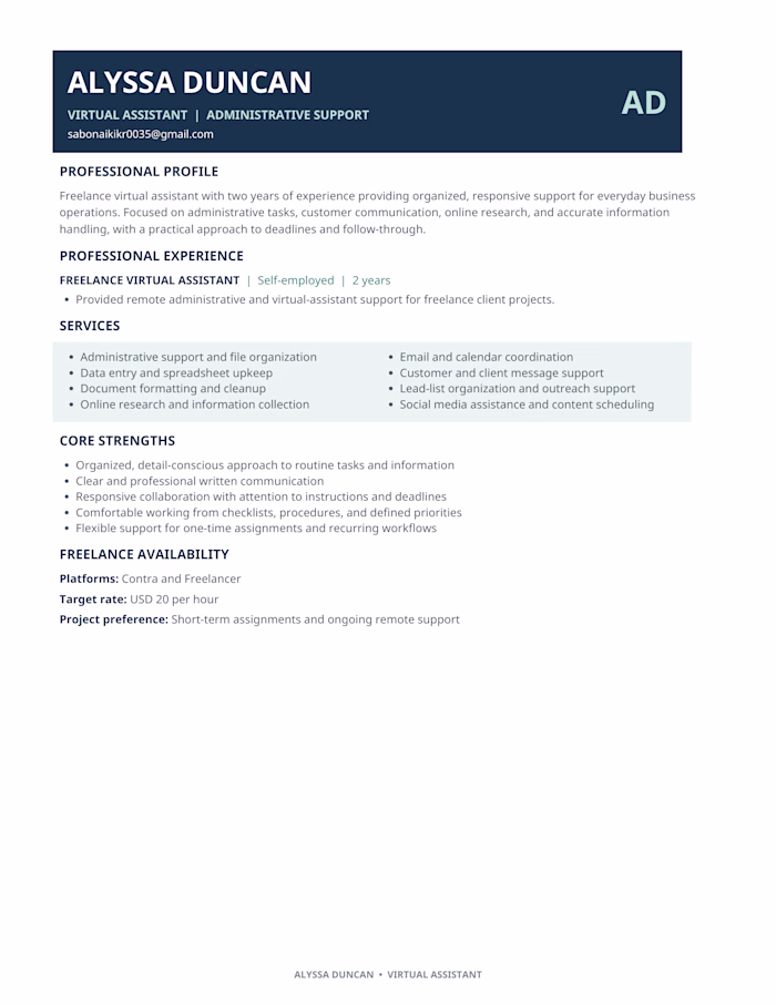 Resume — Virtual Assistant