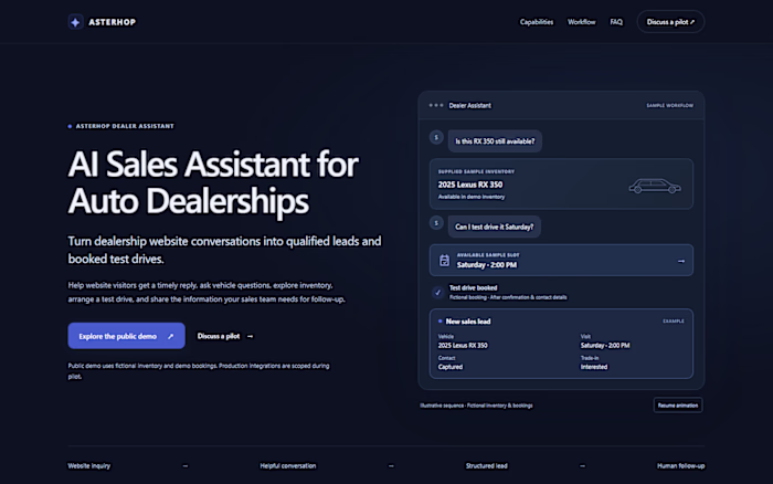 ASTERHOP Dealer Assistant — Product Website