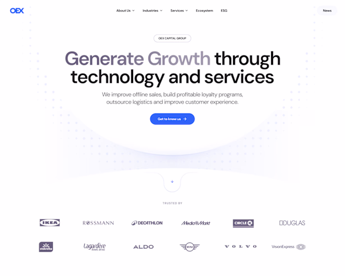 OEX | Custom, multi-page website built in Webflow