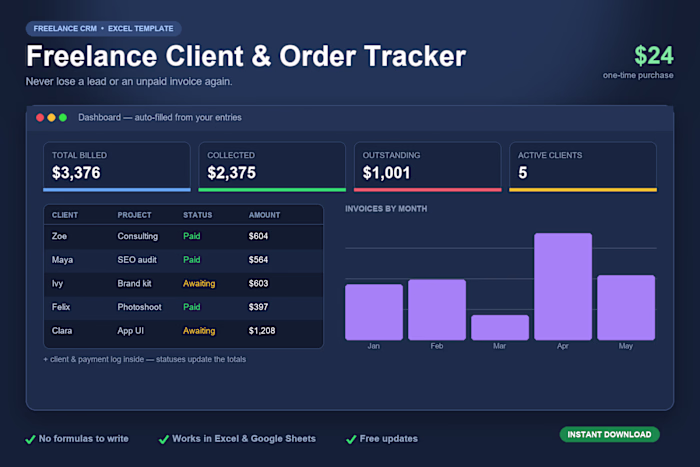 Freelance Client Tracker — CRM Spreadsheet