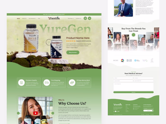Website Design and Development for supplement brand "Yuregen"