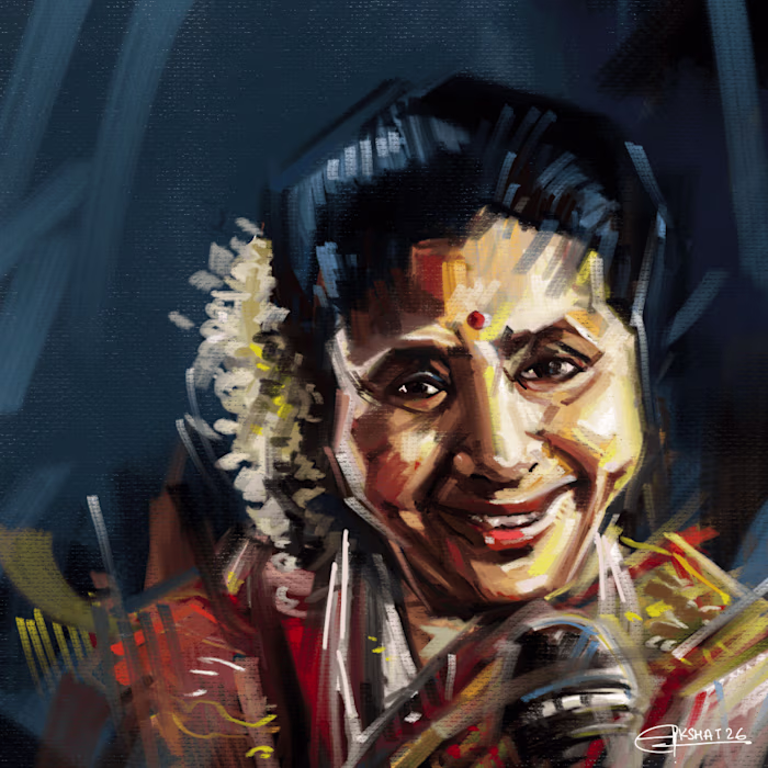 Digital Pinting Potrait of Asha Bhosle