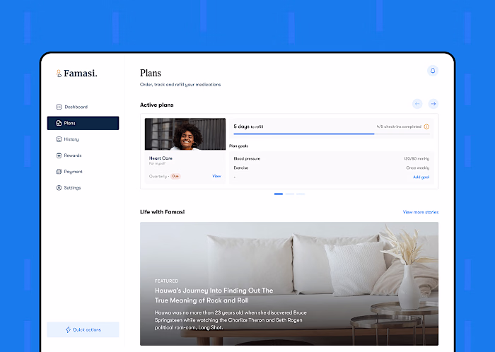 Dashboard for Famasi Africa
